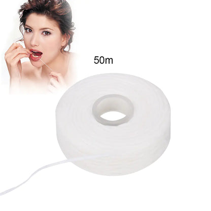 50m Waxed Mint Dental Floss Spools - 5 Rolls