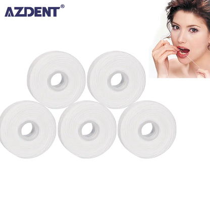 50m Waxed Mint Dental Floss Spools - 5 Rolls